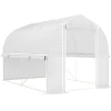 Folietunnel 3x2x2 m med dør & 4 vinduer, opklappelige sider, galvaniseret stål, UV-bestandig, hvid