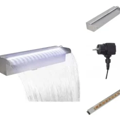 Fontæner - Rektangulær vandfaldsfontæne med LED-lys rustfrit stål 45 cm