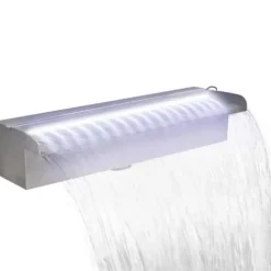 Fontæner - Rektangulær vandfaldsfontæne med LED-lys rustfrit stål 45 cm