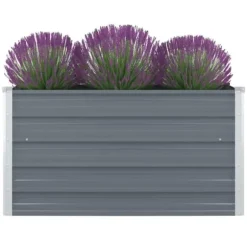 Forhøjet blomsterbed i galvaniseret stål - Holdbar plantekasse | Størrelse: 100x100x45 cm | Farve: Grå