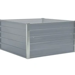 Forhøjet blomsterbed i galvaniseret stål - Holdbar plantekasse | Størrelse: 100x100x45 cm | Farve: Grå