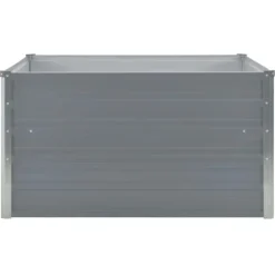 Forhøjet blomsterbed i galvaniseret stål - Holdbar plantekasse | Størrelse: 100x100x45 cm | Farve: Grå