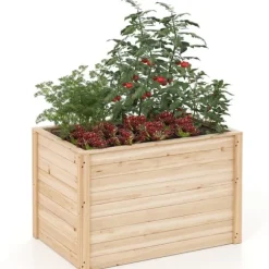 Forhøjet højbed, 102×64×66 cm, Naturlig