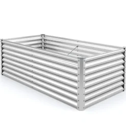 Forhøjet højbed, 180x95x60 cm, Sølv