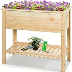 Forhøjet køkkenhavebed, 91×41×81 cm, Naturlig