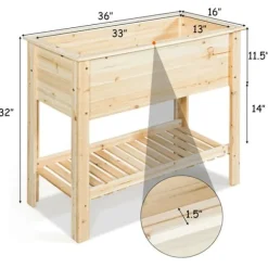 Forhøjet køkkenhavebed, 91×41×81 cm, Naturlig