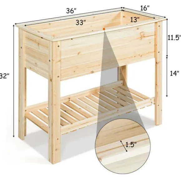 Forhøjet køkkenhavebed, 91×41×81 cm, Naturlig