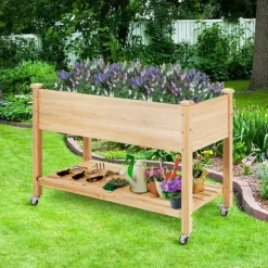 Forhøjet plantekasse, 121×60×84 cm, Natur