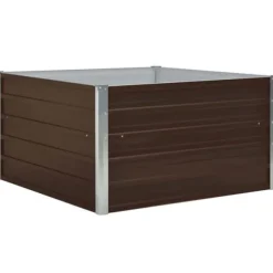 Forhøjet plantekasse 100 x 100 x 45 cm galvaniseret stål brun - Hævet Havekasse - Hævet Havekasser - Home & Living