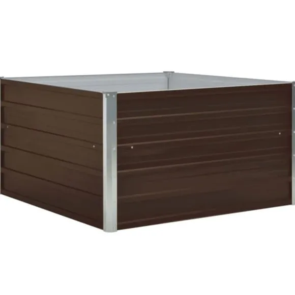 Forhøjet plantekasse 100 x 100 x 45 cm galvaniseret stål brun - Hævet Havekasse - Hævet Havekasser - Home & Living