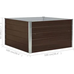 Forhøjet plantekasse 100 x 100 x 45 cm galvaniseret stål brun - Hævet Havekasse - Hævet Havekasser - Home & Living