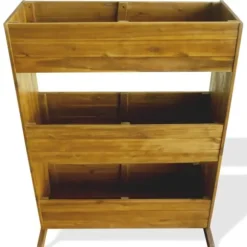 Forhøjet plantekasse i 3 etager - Massivt akacietræ | Farve: Naturlig | Størrelse: 90x40x80 cm