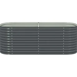 Forhøjet plantekasse i galvaniseret stål - Optimal til udendørs brug | Størrelse: 240x80x81 cm | Farve: Grå