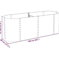 Forhøjet plantekasse i galvaniseret stål - Optimal til udendørs brug | Størrelse: 240x80x81 cm | Farve: Grå
