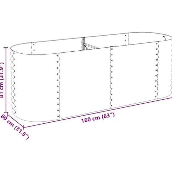 Forhøjet plantekasse i galvaniseret stål - Optimal til udendørs brug | Størrelse: 240x80x81 cm | Farve: Grå