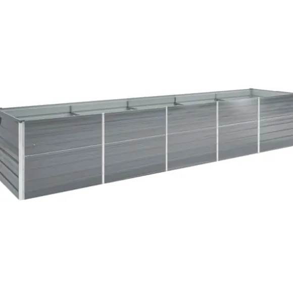 Forhøjet plantekasse i galvaniseret stål - Haveplantekasse | Størrelse: 400x80x45 cm | Farve: Grå