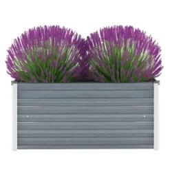 Forhøjet plantekasse i galvaniseret stål - Udedekoration | Størrelse: 100x40x45 cm | Farve: Grå
