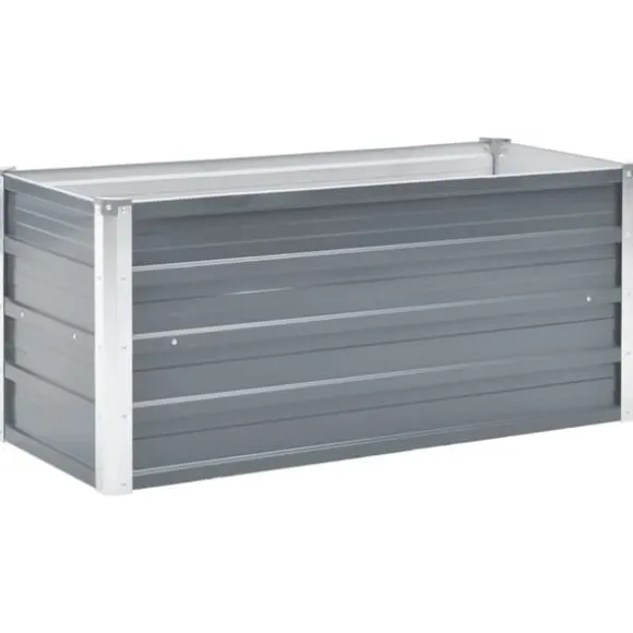 Forhøjet plantekasse i galvaniseret stål - Udedekoration | Størrelse: 100x40x45 cm | Farve: Grå