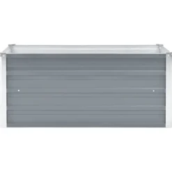 Forhøjet plantekasse i galvaniseret stål - Udedekoration | Størrelse: 100x40x45 cm | Farve: Grå
