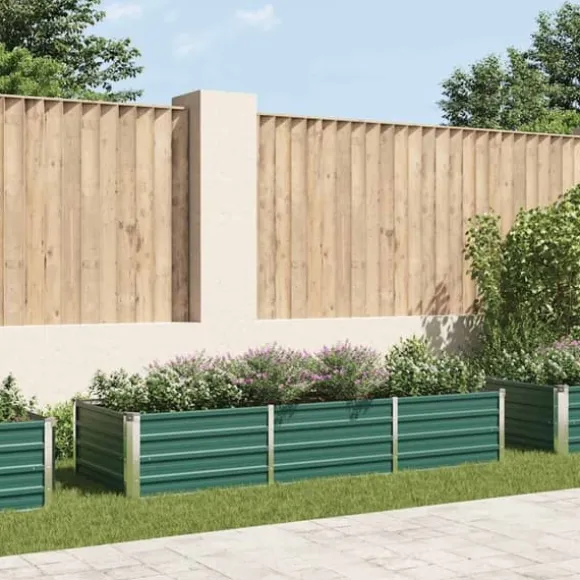 Forhøjet plantekasse i galvaniseret stål - Størrelse: 240x80x45 cm | Farve: Grøn