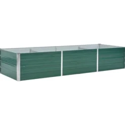 Forhøjet plantekasse i galvaniseret stål - Størrelse: 240x80x45 cm | Farve: Grøn