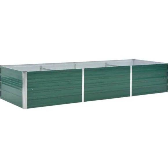 Forhøjet plantekasse i galvaniseret stål - Størrelse: 240x80x45 cm | Farve: Grøn