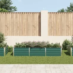Forhøjet plantekasse i galvaniseret stål - Størrelse: 240x80x45 cm | Farve: Grøn