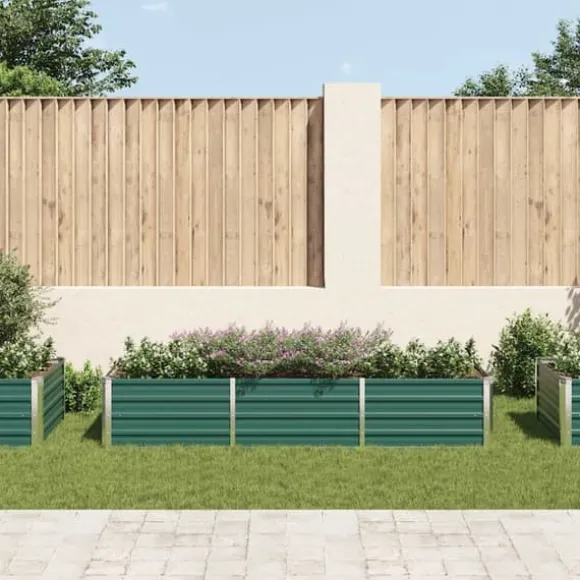 Forhøjet plantekasse i galvaniseret stål - Størrelse: 240x80x45 cm | Farve: Grøn