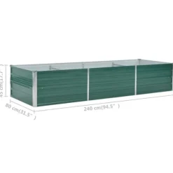 Forhøjet plantekasse i galvaniseret stål - Størrelse: 240x80x45 cm | Farve: Grøn