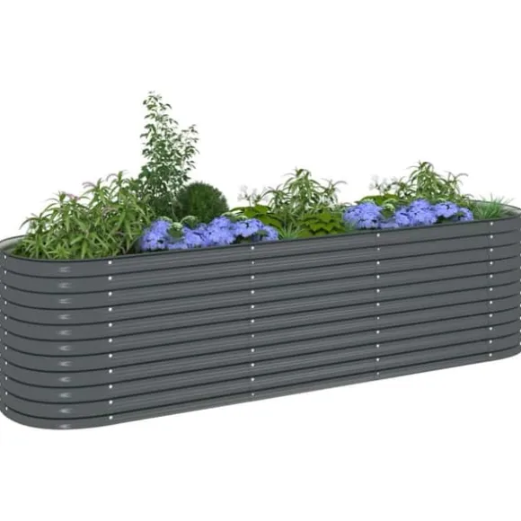 Forhøjet plantekasse i galvaniseret stål - Udendørs-gartneri | Størrelse: 320x80x81 cm | Farve: Grå