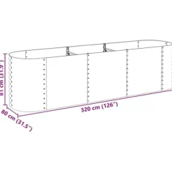Forhøjet plantekasse i galvaniseret stål - Udendørs-gartneri | Størrelse: 320x80x81 cm | Farve: Grå
