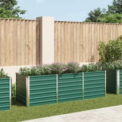 Forhøjet plantekasse i galvaniseret stål - Perfekt til haven | Størrelse: 240x80x77 cm | Farve: Grøn