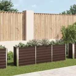 Forhøjet plantekasse i galvaniseret stål - Dybde 240x40x77 cm | Farve: Brun