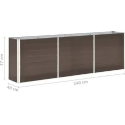Forhøjet plantekasse i galvaniseret stål - Dybde 240x40x77 cm | Farve: Brun
