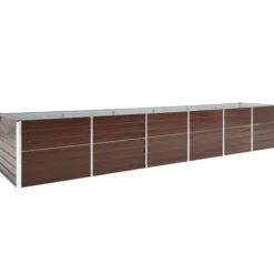 Forhøjet plantekasse i galvaniseret stål - Havemøbel | Størrelse: 480x80x77 cm | Farve: Brun