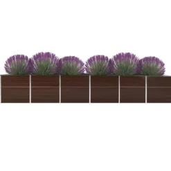 Forhøjet plantekasse i galvaniseret stål - Havemøbel | Størrelse: 480x80x77 cm | Farve: Brun