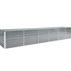 Forhøjet plantekasse i galvaniseret stål - Ideel til haven | Størrelse: 480x80x77 cm | Farve: Grå