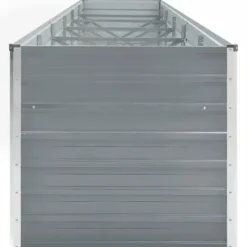 Forhøjet plantekasse i galvaniseret stål - Ideel til haven | Størrelse: 480x80x77 cm | Farve: Grå