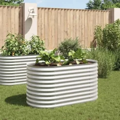 Forhøjet plantekasse i galvaniseret stål - Dybde 160x80x81 cm | Farve: Sølv
