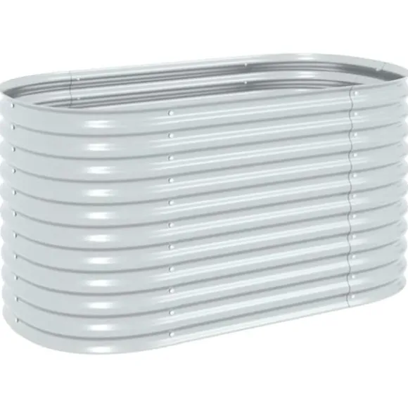 Forhøjet plantekasse i galvaniseret stål - Dybde 160x80x81 cm | Farve: Sølv