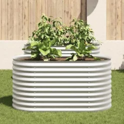 Forhøjet plantekasse i galvaniseret stål - Dybde 160x80x81 cm | Farve: Sølv