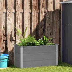 Forhøjet plantekasse i træplastkomposit - Højbed | Farve: Grå | Størrelse: 100x50x54 cm