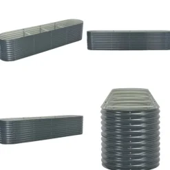Forhøjet plantekasse 400x80x81 cm galvaniseret stål grå - Plantekasse - Plantekasser - Home & Living