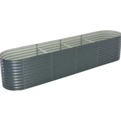 Forhøjet plantekasse 400x80x81 cm galvaniseret stål grå - Plantekasse - Plantekasser - Home & Living