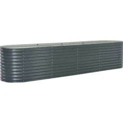 Forhøjet plantekasse 400x80x81 cm galvaniseret stål grå - Plantekasse - Plantekasser - Home & Living