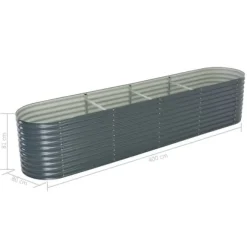Forhøjet plantekasse 400x80x81 cm galvaniseret stål grå - Plantekasse - Plantekasser - Home & Living