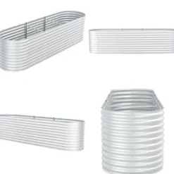 Forhøjet plantekasse 320x80x81 cm galvaniseret stål sølvfarvet - Plantekasse - Plantekasser - Home & Living