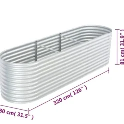 Forhøjet plantekasse 320x80x81 cm galvaniseret stål sølvfarvet - Plantekasse - Plantekasser - Home & Living