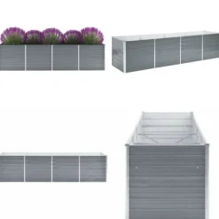 Forhøjet plantekasse 320x80x77 cm galvaniseret stål grå - Plantekasse - Plantekasser - Home & Living
