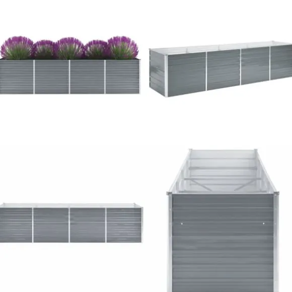 Forhøjet plantekasse 320x80x77 cm galvaniseret stål grå - Plantekasse - Plantekasser - Home & Living